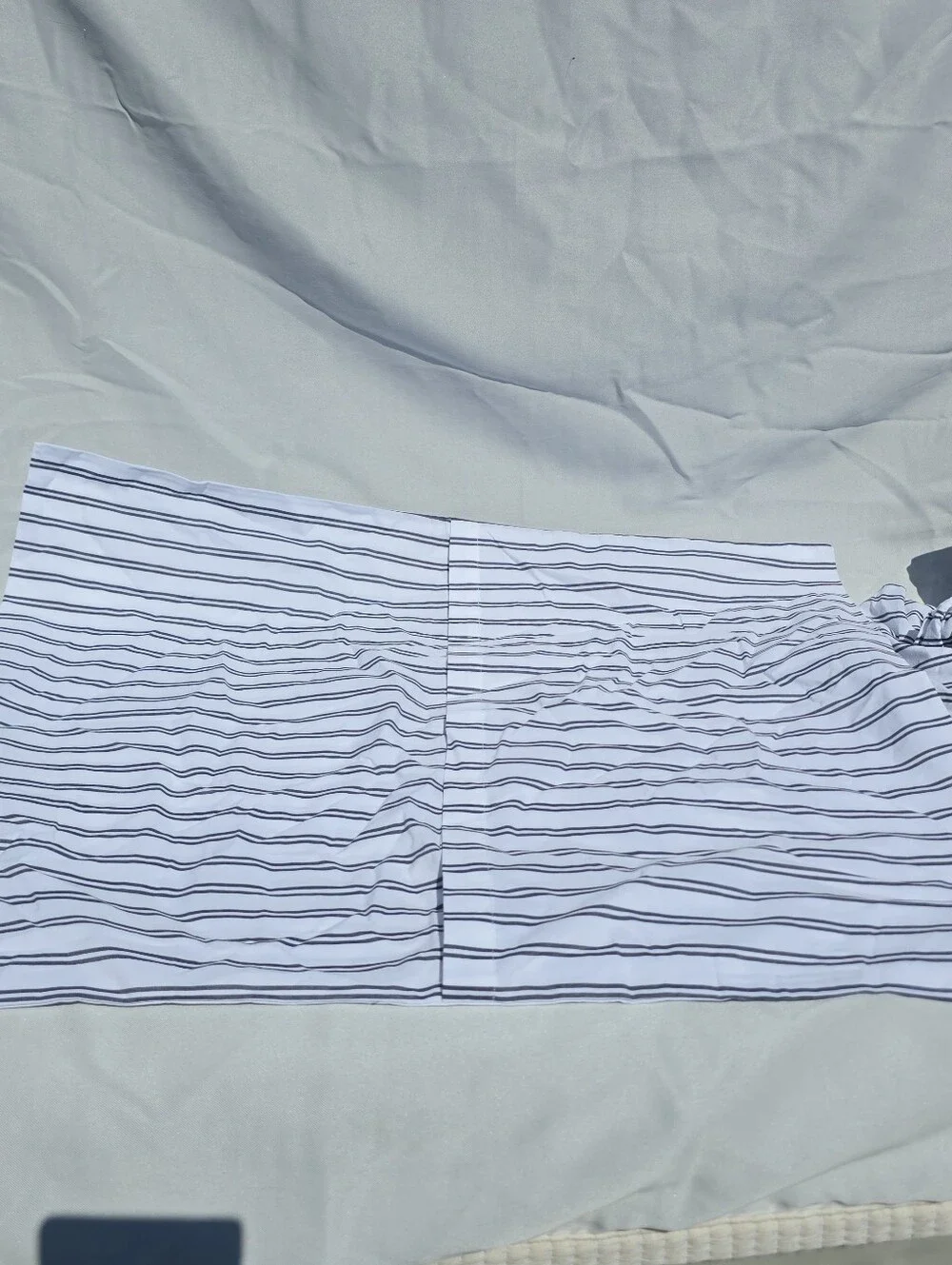 NWOT Quince Full / Queen Organic Crisp Percale Duvet Cover Navy Double Stripe